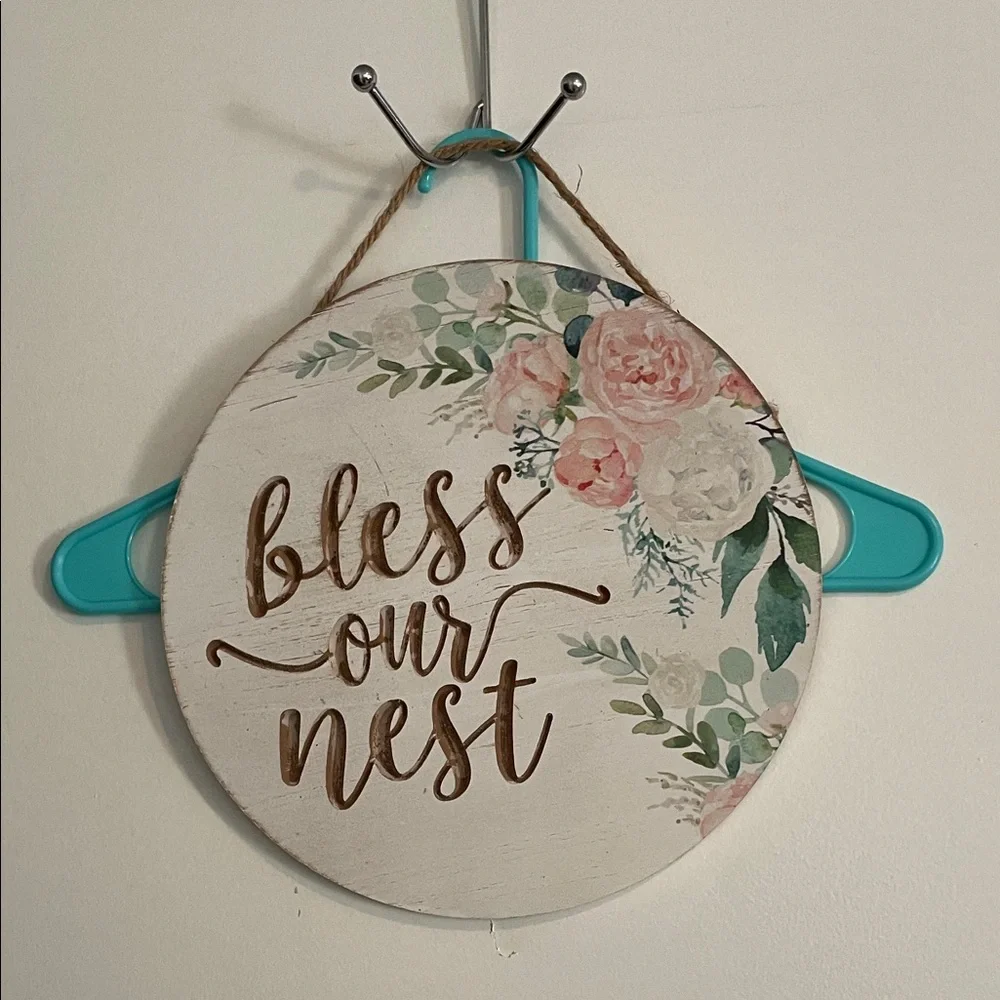 Floral 'Bless Our Nest' Wall Decor